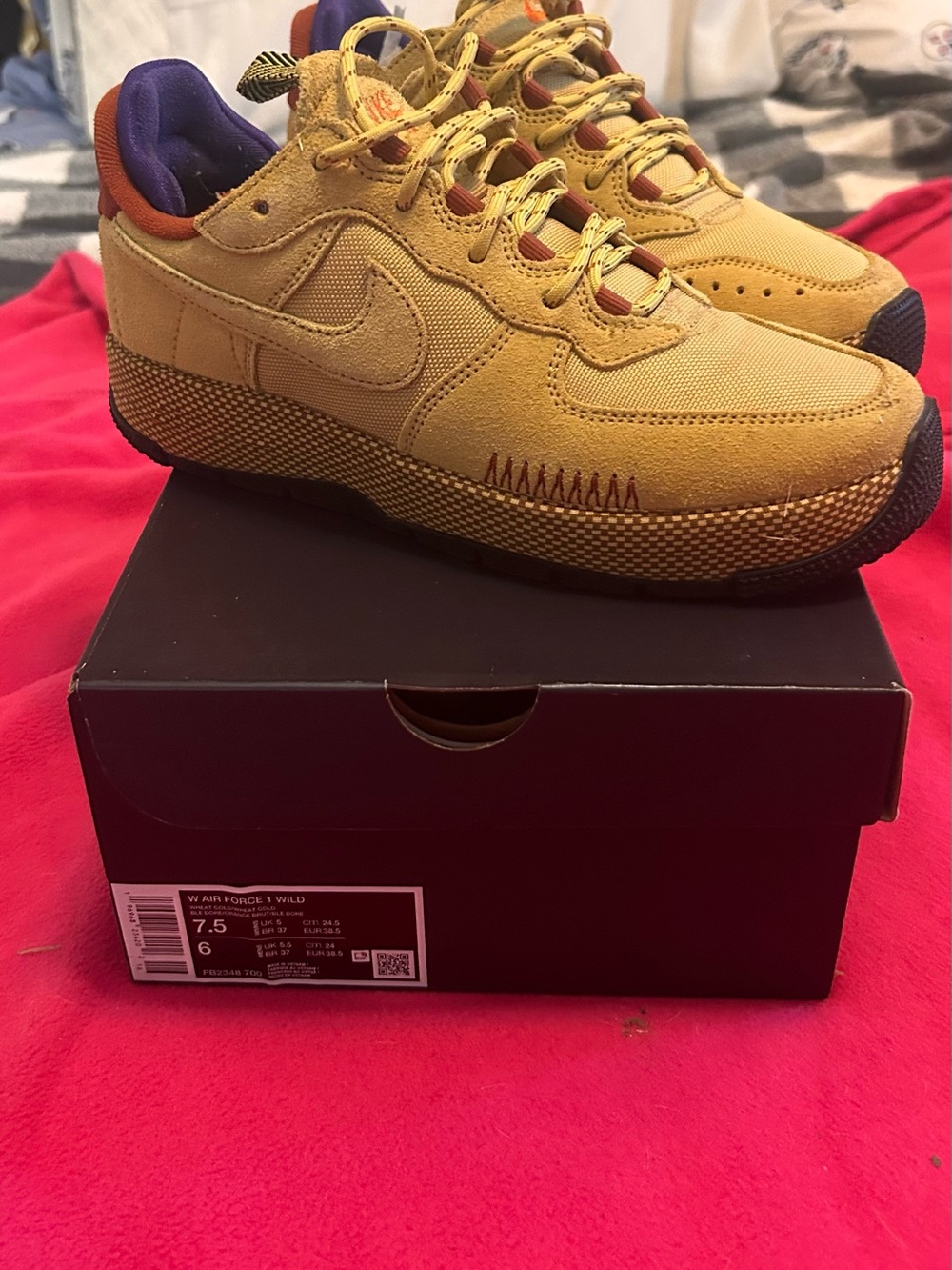 Nike women’s' Mustard Yellow Low-Top Sneakers with Purple Accents